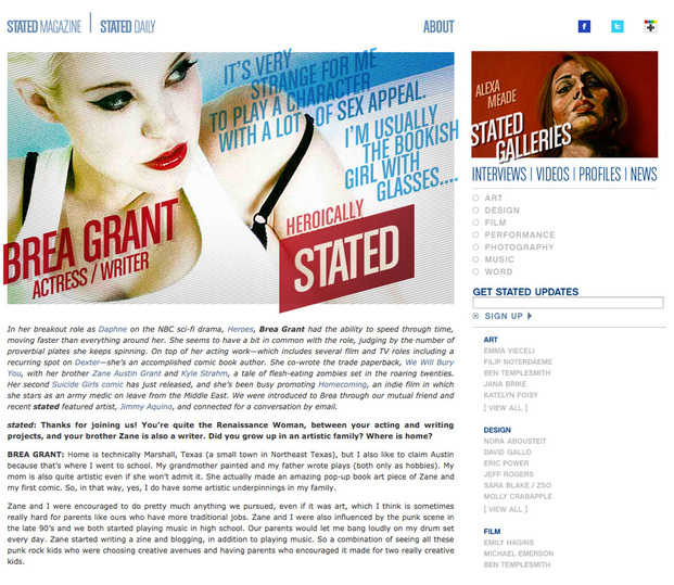 Brea Grant Interview on StatedMag.com